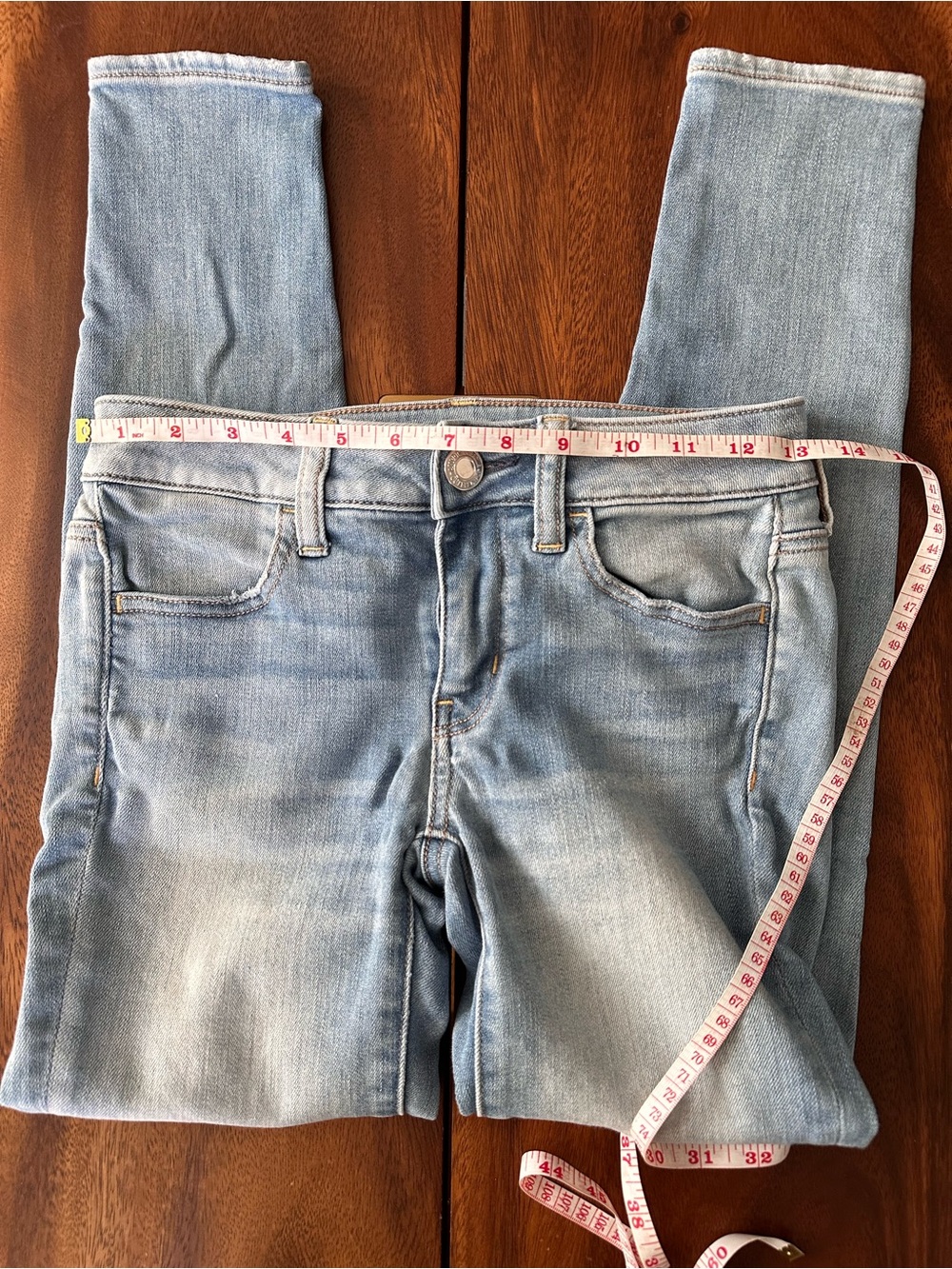 American Eagle Super Super Stretch Light Wash Skinny Jeans 0 Short - Picture 5 of 9
